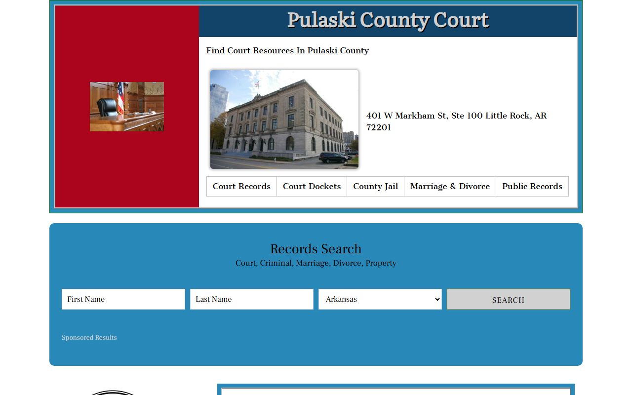 Pulaski County court records page for Probate Court Records search